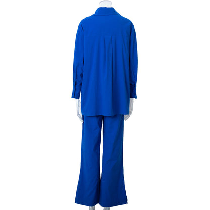 Casual Long Sleeves Shirts and Wide Legs Pants Suits