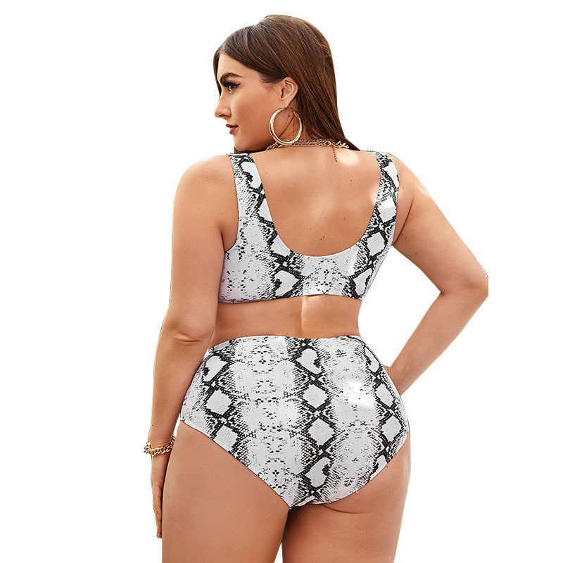 Women Snake Print Plus Sizes Bikinis Swimsuits