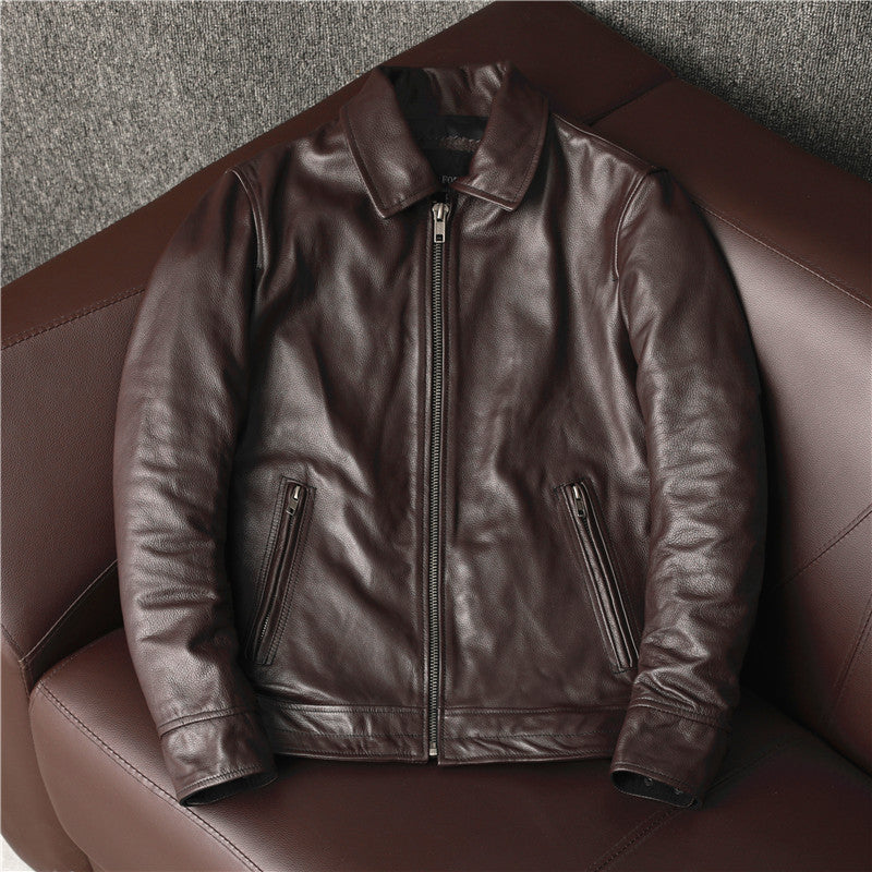 Brown Cowhide Leather Business Jackets for Men