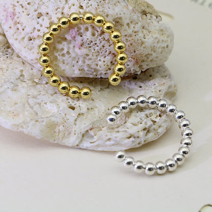 Beads Design Open End Silver Rings for Women