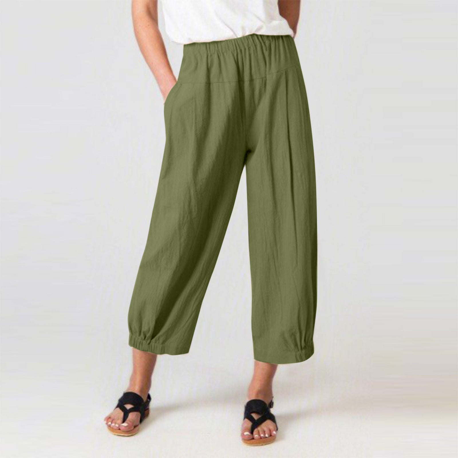 Loose High Waist Cropped Wide Legs Pants
