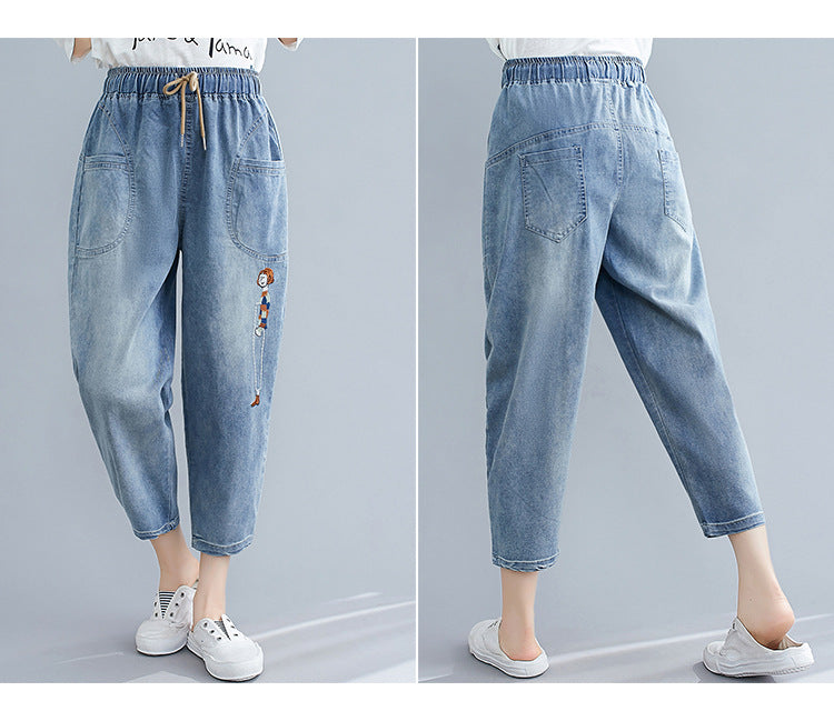 Vintage Embroidery Summer Jeans for Women