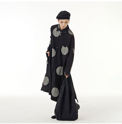 Designed Dot Print Plus Sizes Shirts Cotas for Women