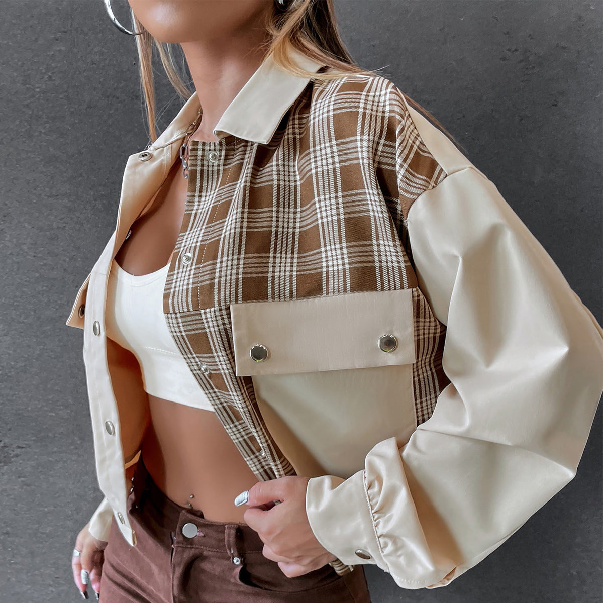 Casual Women Turover Collar Short Overcoat