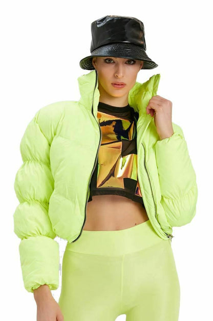 Warm Winter High Neck Zipper Short Cotton-padded Overcoat