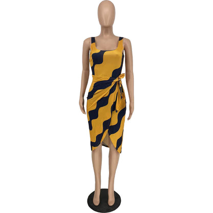 Sexy Unfixed Print Split Front Sexy Women Dresses