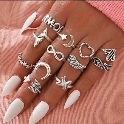 Vintage Boho Style Micro Inlays Ring Sets