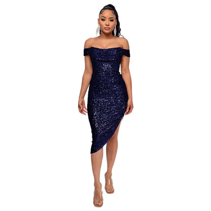 Sexy Off The Shoulder Sequined Mini Cocktail Dresses