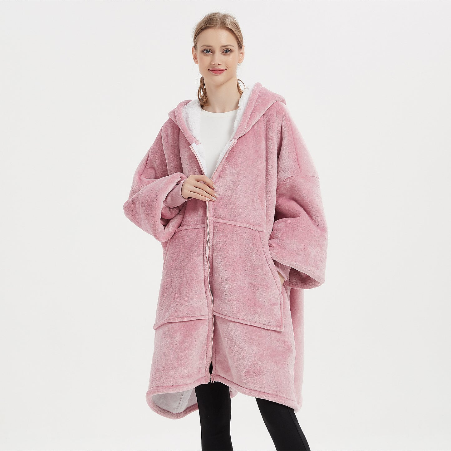 Warm Thick Plus Sizes Wearable Fleece Throw Blanket for Couple