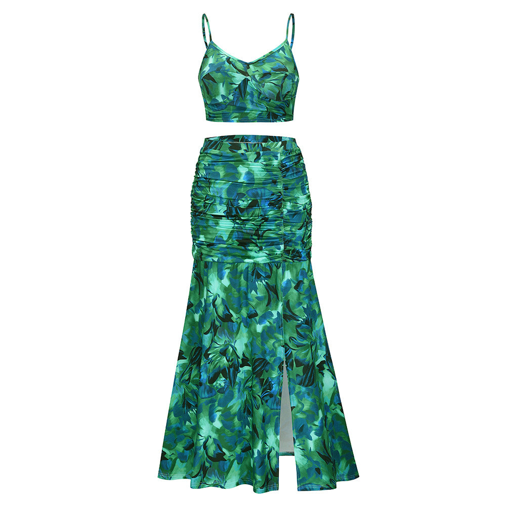 Sexy Floral Split Front Two Pieces Summer Dresses