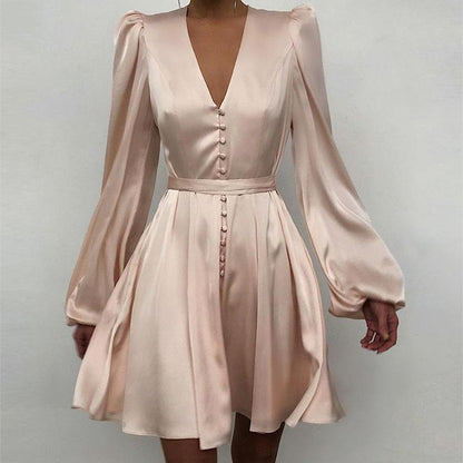 Women Long Sleeves Slim Mini Dresses-STYLEGOING