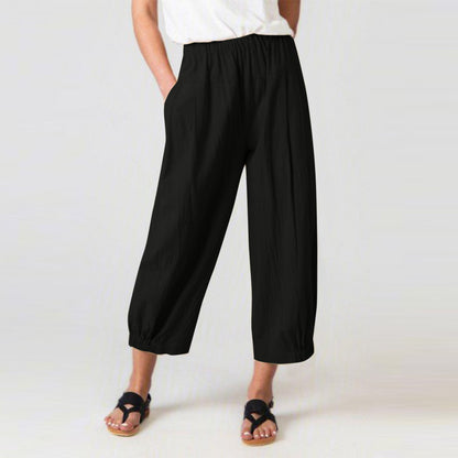 Casual Harem High Waist Linen Women Cropped Pants
