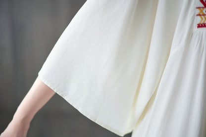 Vintage Embroidery Summer Plus Sizes Long Dresses
