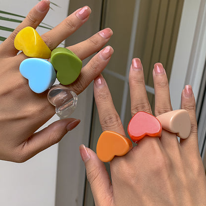 3D Sweetheart Design Acrylic Women Fashion Rings