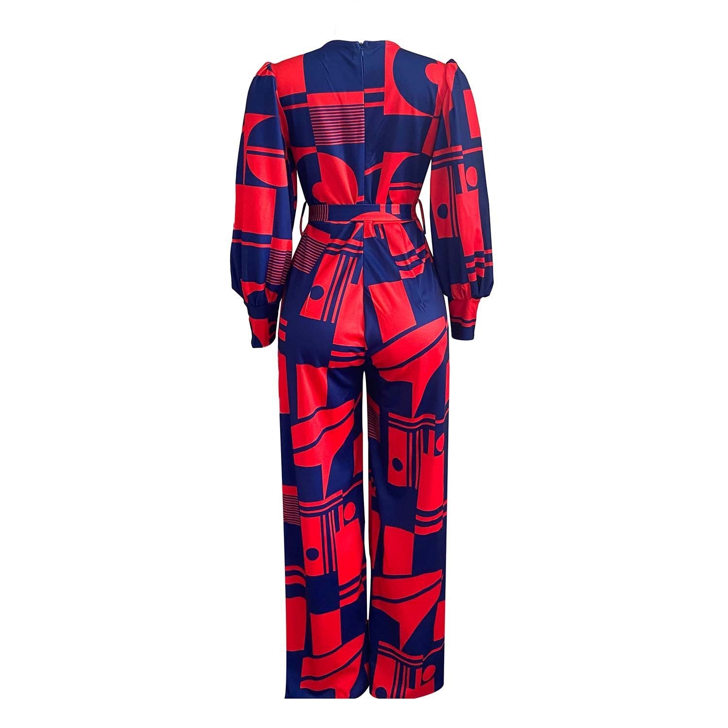 African Long Sleeves High Waist Casual Loose Women Jumpsuits