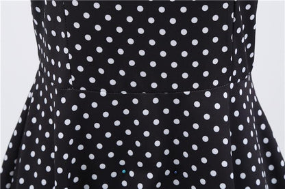 Short Sleeve Square Neckline Print Dot Dresses-STYLEGOING