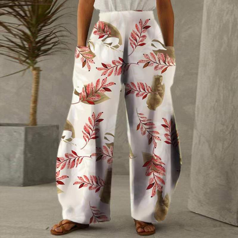 Casual Natural Waist Wide Legs Summer Long Pants