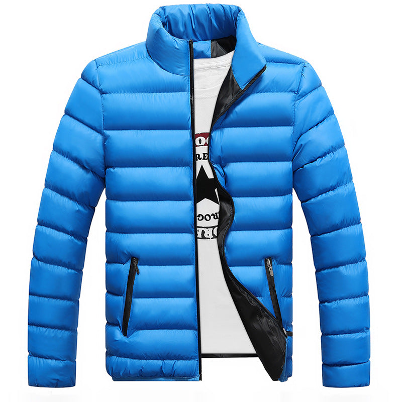Plus Sizes Stand Collar Cotton Zipper Overcoat for Men