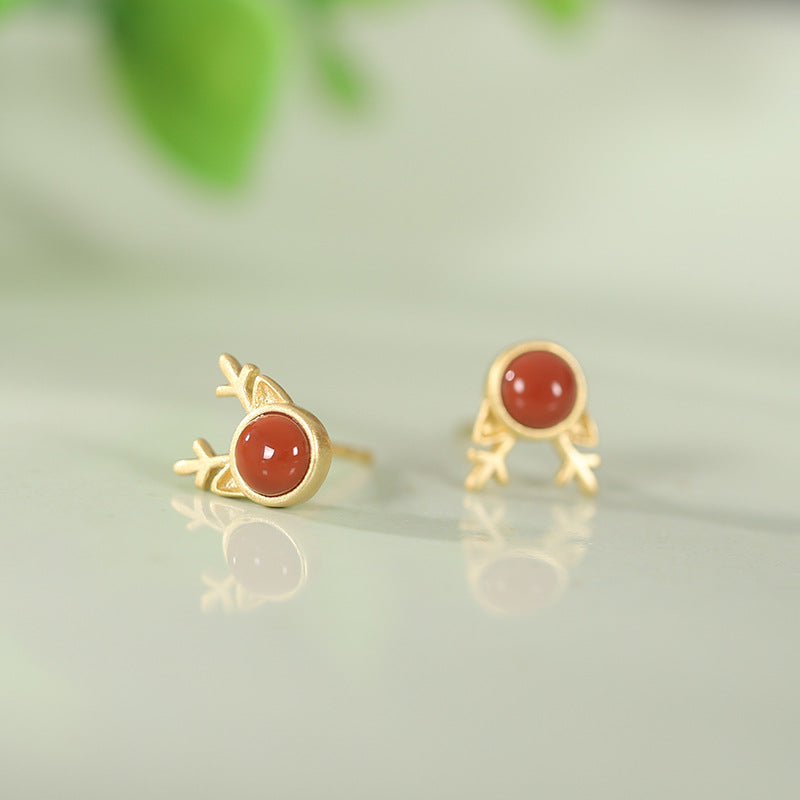 Lovery Deer Design Golden Plated Earring Stud