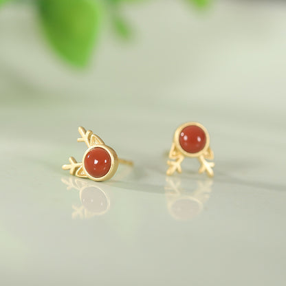Lovery Deer Design Golden Plated Earring Stud