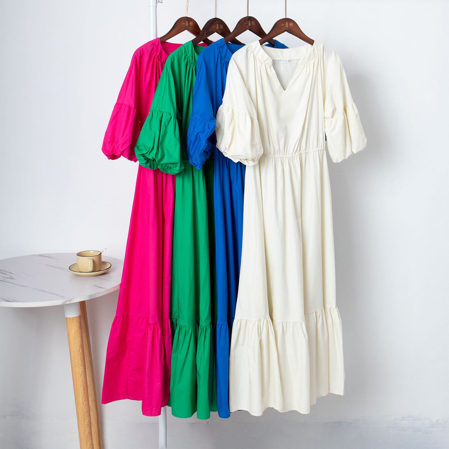 Women High Waist A Line Midi Dresses