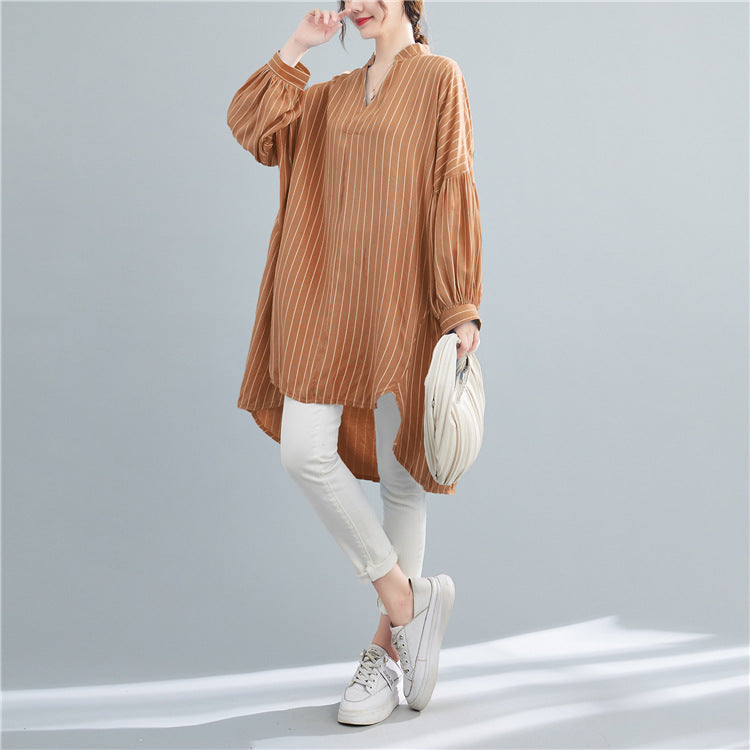 Designed Striped Long Shirts Dresses for Women