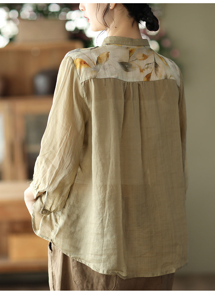 Vintage Flowers Classy Women Long Sleeves Shirts
