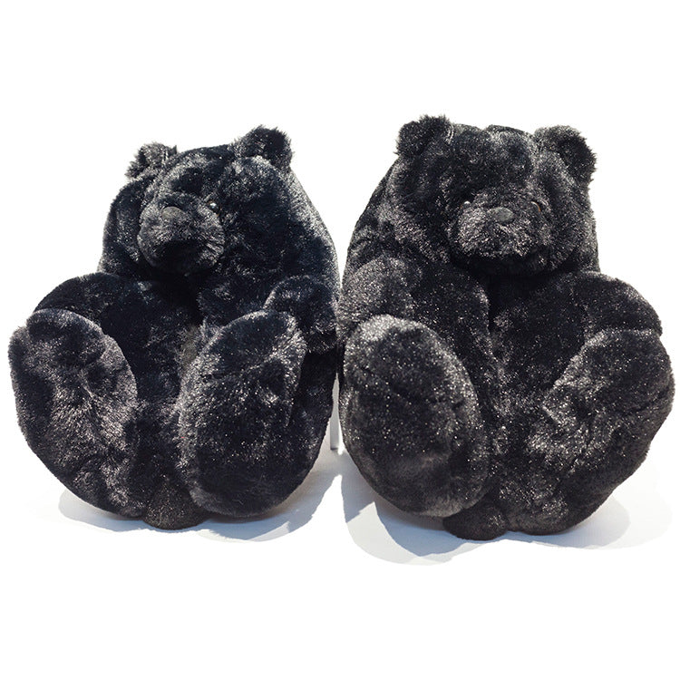 Winter Teddy Bear Plush Slippers