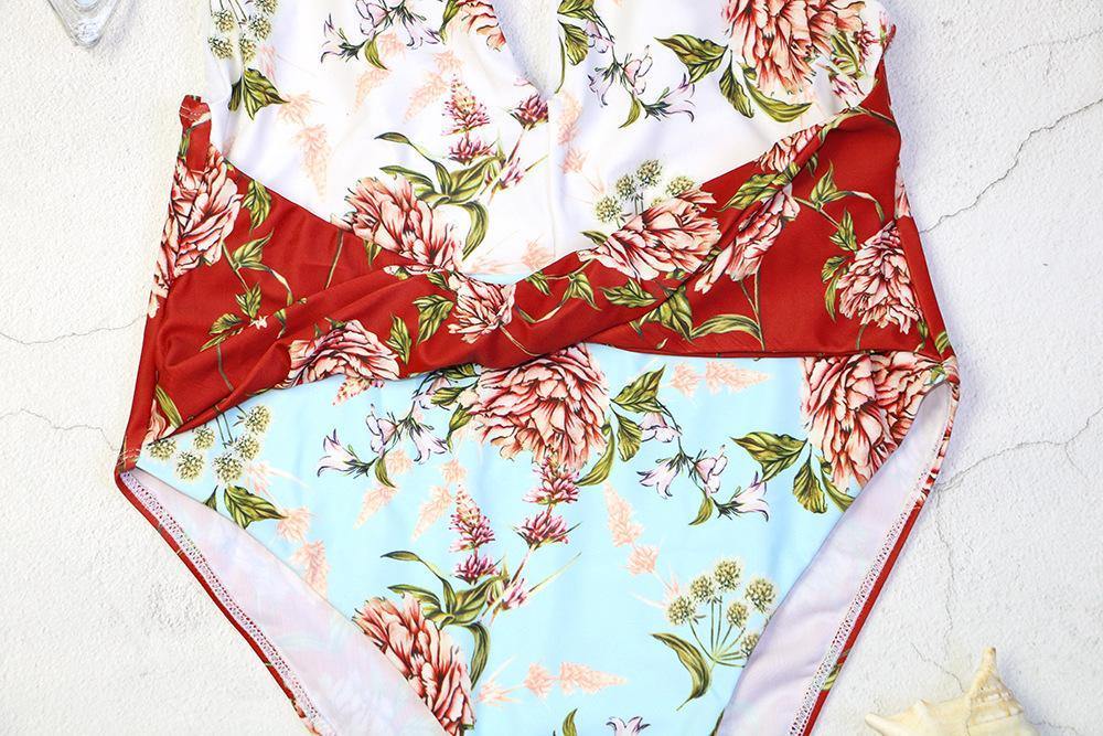 Sexy Flower Print One Piece Swimwear-STYLEGOING