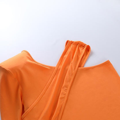 Sexy One Shouder Long Sleeves Short Tops