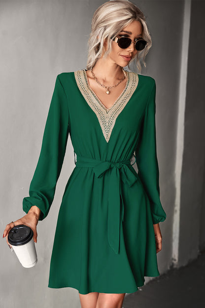 Fashion V Neck Long Sleeves Mini Dresses