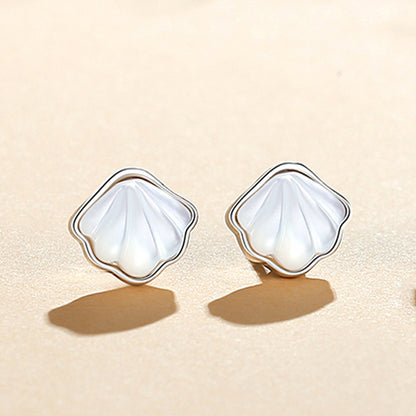 Shell Shape Silver Earring Studs for Women