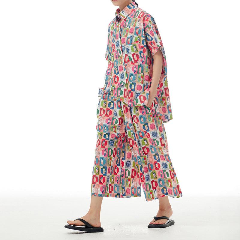 Pink Casual Plus Sizes Cropped Wide Legs Pants for Women