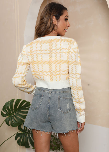 Casual Midriff Baring Women Short Sweaters