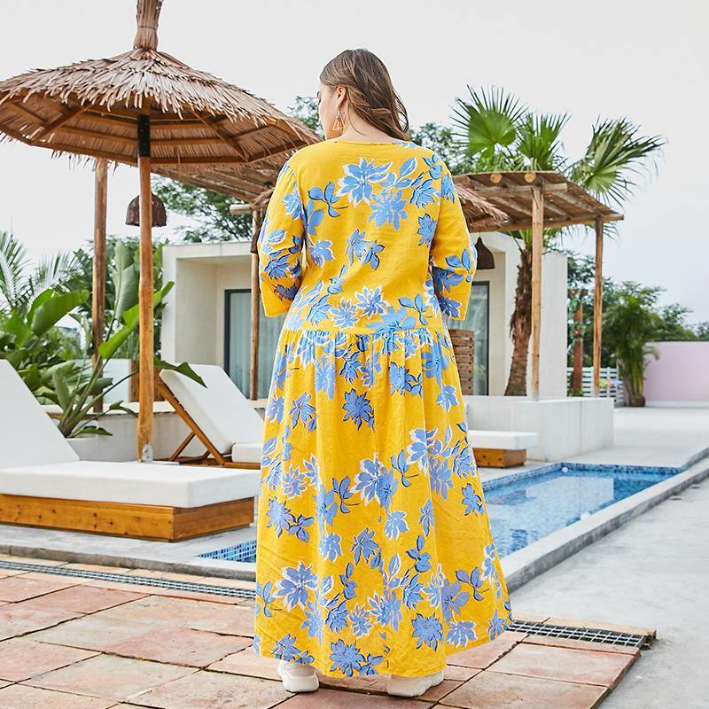 Casual Loose Half Sleeves Maxi Dresses-STYLEGOING
