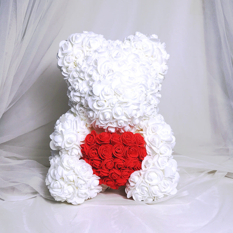 Valentine's Gift Preserved Flowers Rose Bear 25cm