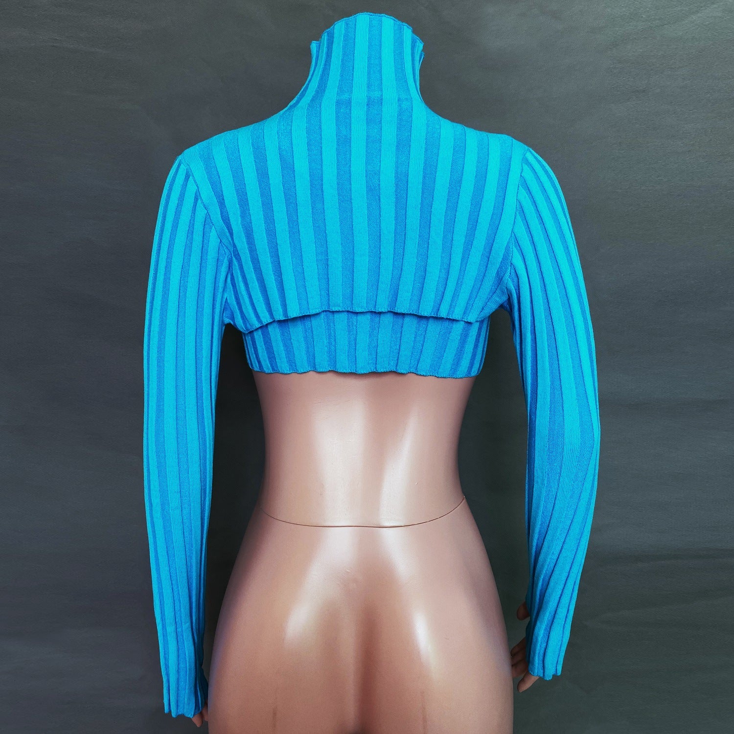 Sexy High Neck Knitting Women Short Tops Suits
