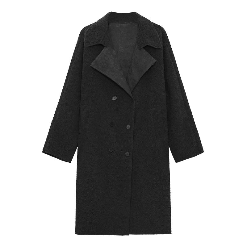 Luxury Plus Sizes Sherpa Peach Velvet Warm Winter Overcoat