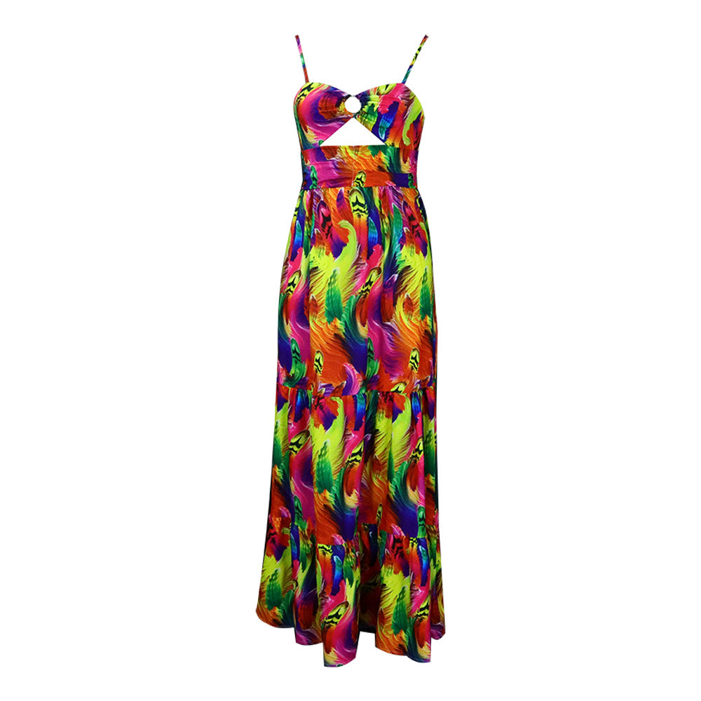 Sexy Floral Print Summer Long Holiday Dresses
