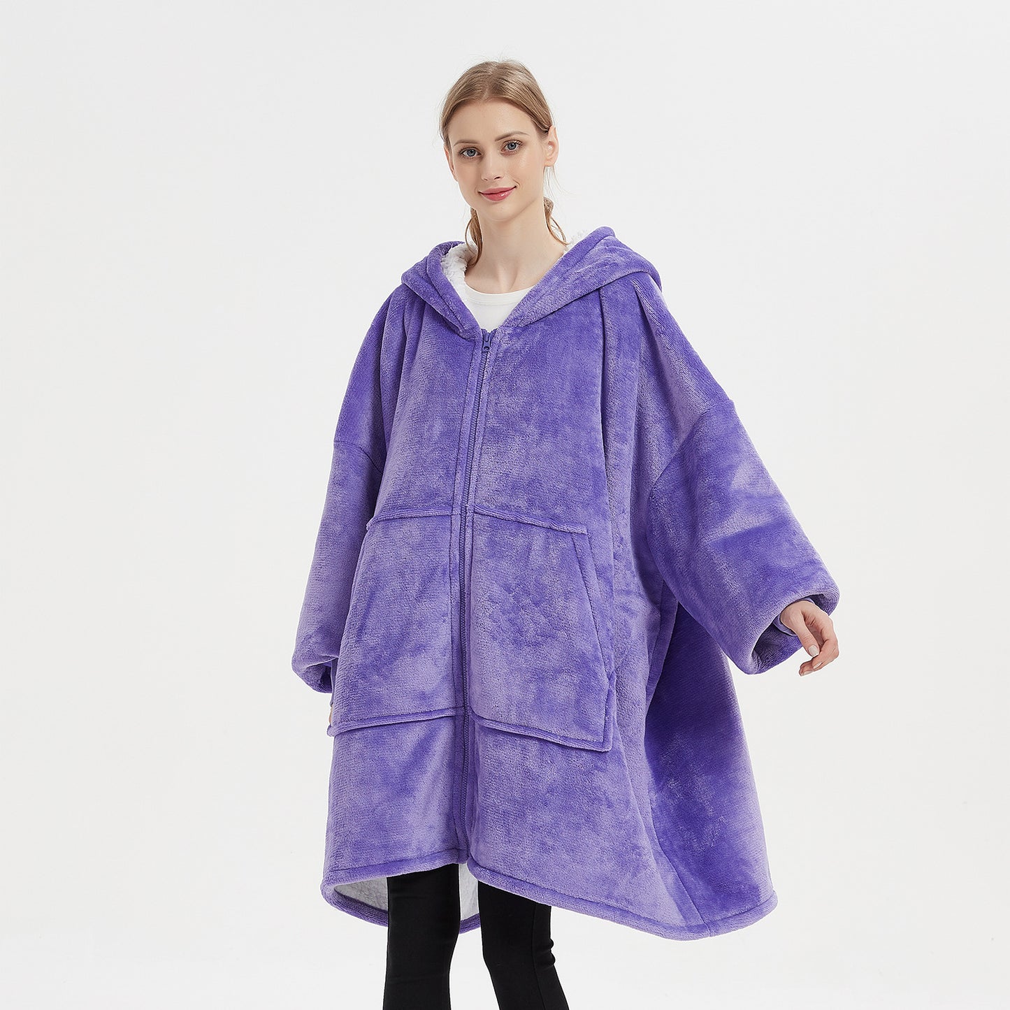 Warm Thick Plus Sizes Wearable Fleece Throw Blanket for Couple