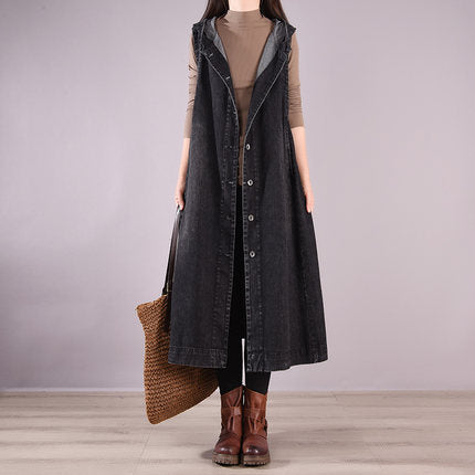 Casual Sleeveless Denim Long Vest