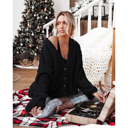 Women V Neck Long Sleeves Short Overcoat-STYLEGOING