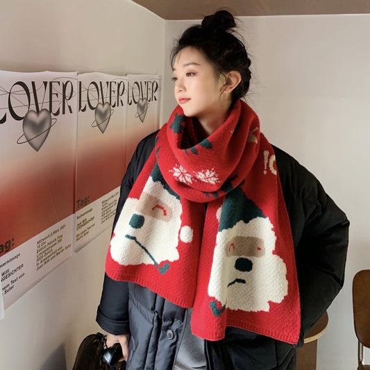 Christmas Santa Claus Knitted Winter Scarves for Gifts