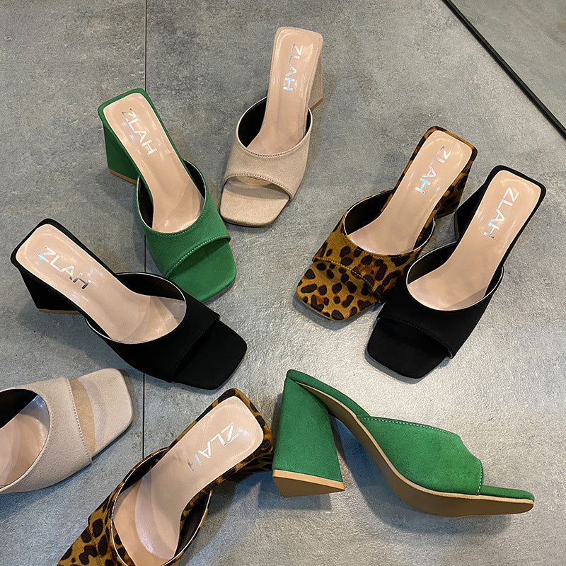 Women Chunky Heels Plus Sizes Slippers
