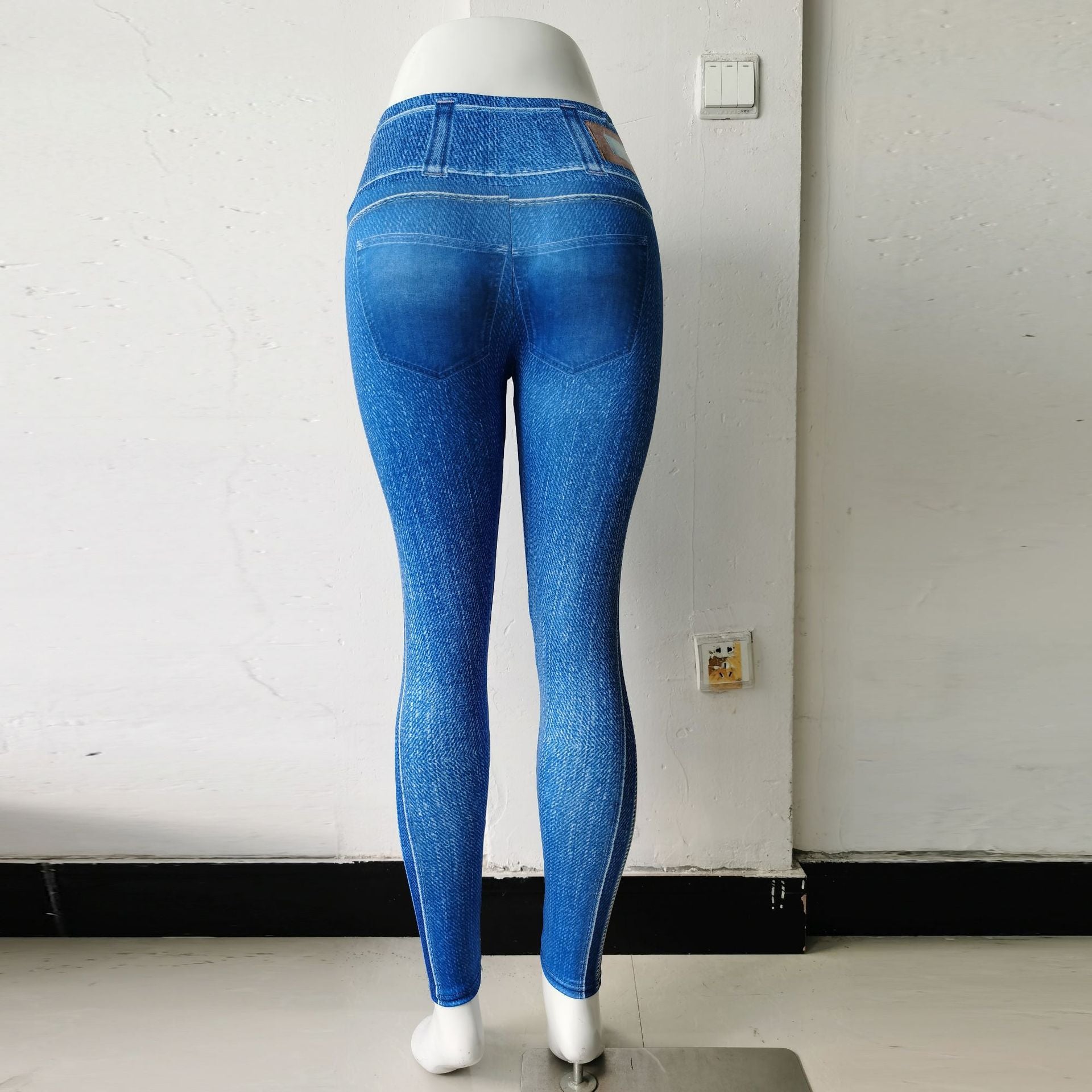 Sexy Denim Yoga Running Legging Pants for Women