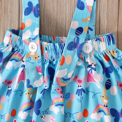 Easter Day Summer Girls Dresses Withe Letter&rabbit Design