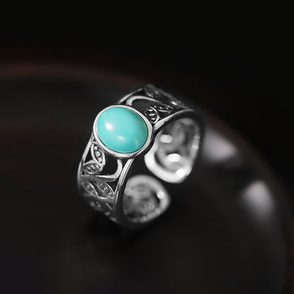 Antique Hollow Out Flower Design Silver Rings for Women