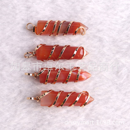 Handmade Carnelian Metal Wire Circled Pendant