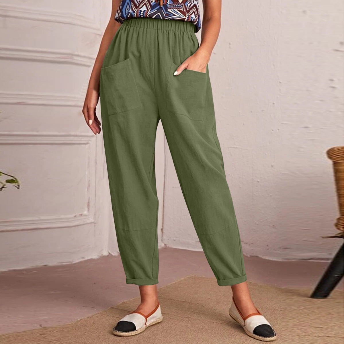 Leisure Elastic Waist Women Pants
