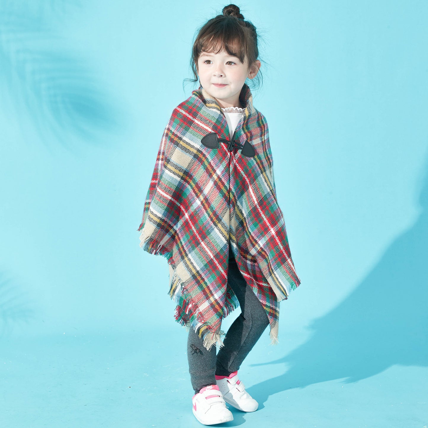 Winter Plaid Cloak Capes for Kids